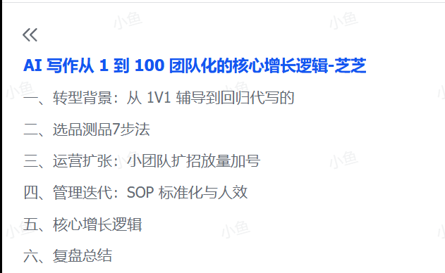 图片[1]-【2025.7.3】AI 写作从 1 到 100 团队化的核心增长逻辑-小鱼项目网