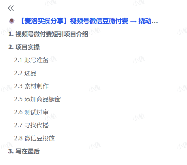 图片[1]-【2025.5.16】视频号微信豆微付费 → 撬动自然流-小鱼项目网