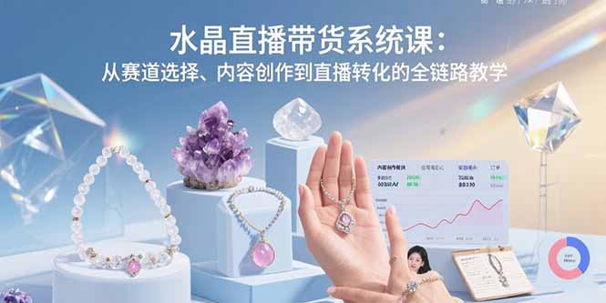 （15721期）水晶直播带货系统课：从赛道选择、内容创作到直播转化的全链路教学