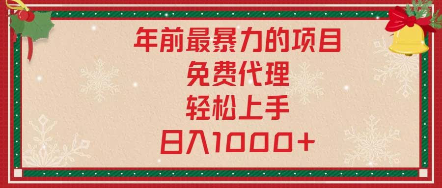 (13773期)年前最暴力的项目,免费代理,轻松上手,日入1000+