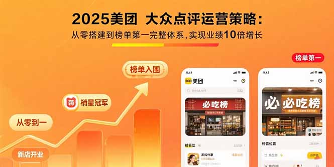(15602期)2025美团 大众点评运营策略:从零搭建到榜单第一完整体系,实现业绩10倍增长