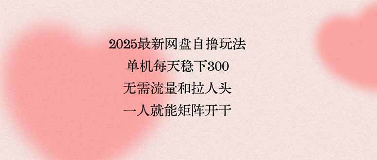 （15831期）2025最新网盘自撸玩法，单机每天稳下3张，无需流量和拉人头，一个人就...