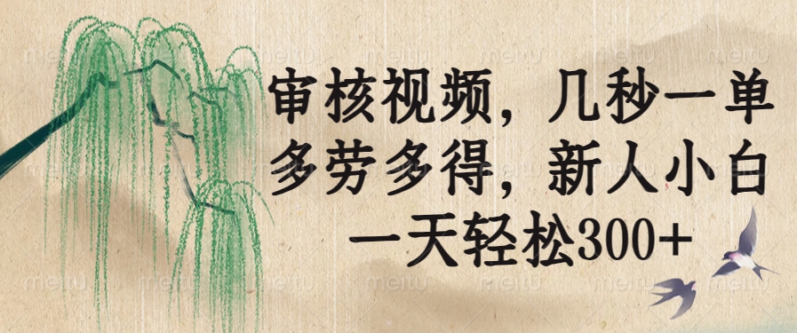 (14203期)审核视频,几秒一单,多劳多得,新人小白一天轻松300+
