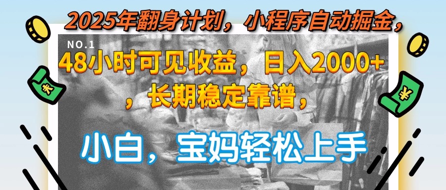 （15082期）2025年翻身计划，小程序自动掘金48小时可见收益，日入2000+，长期稳定...