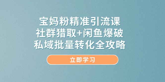 （14820期）宝妈粉精准引流课，社群猎取+闲鱼爆破，私域批量转化全攻略