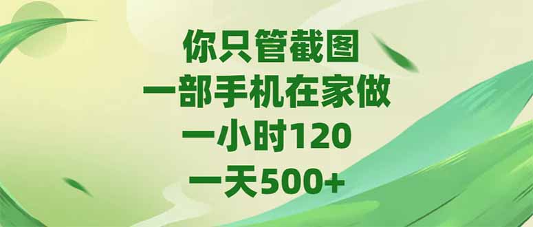 (15039期)你只管截图,一部手机在家做,一小时120,-天500+