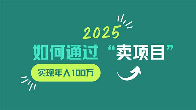 （14176期）2025年如何通过“卖项目”实现年入100万