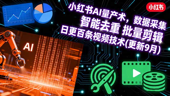 （16054期）小红书AI量产术，数据采集 智能去重 批量剪辑 日更百条视频技术(更新9月)