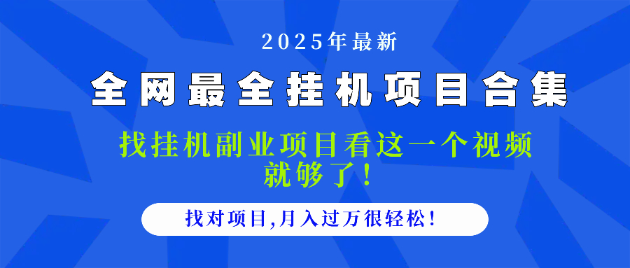 （14804期）2025最全挂机项目合集 找项目看这一个视频就够了，做对项目月入过万很...